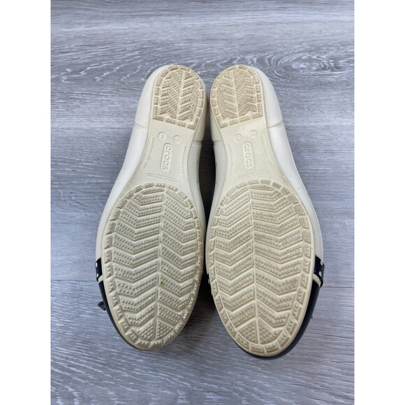 Crocs Women's Ballet Flats 8 Cap Toe Bow Slip On Comfort Cream Shoes - Picture 6 of 10